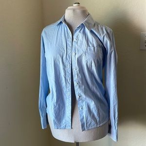 Blue and White Striped Size XL button front top